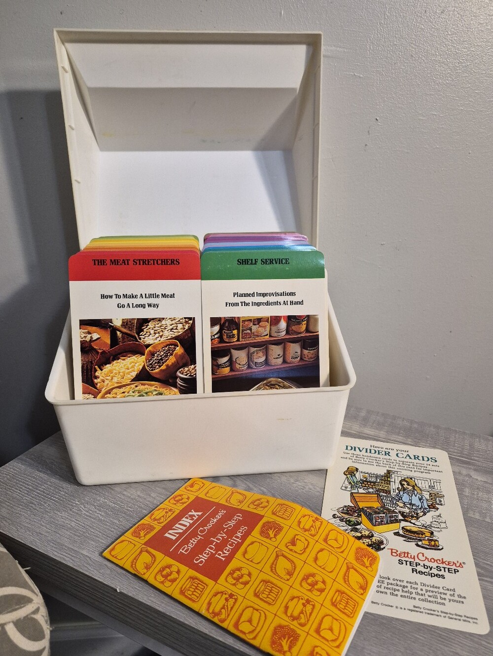 Vintage 1970s Betty Crocker Step-By-Step Recipes Box with Cards